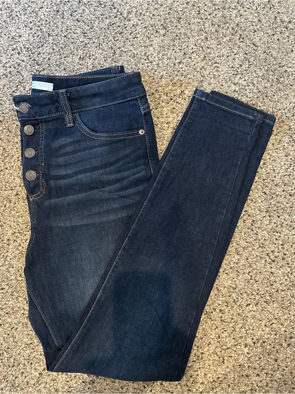 LC Lauren Conrad Dark Blue High-Rise Button Fly Skinny Jeans
